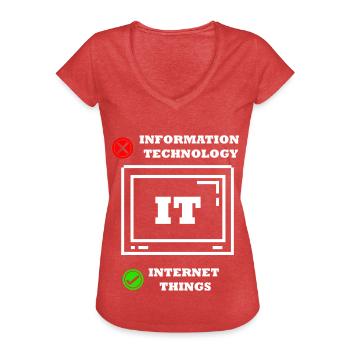 Internet Choses Programmeur Informatique Tech Savy It - T-shirt vintage Femme - rouge chiné - Devant - Danielle (179cm)
