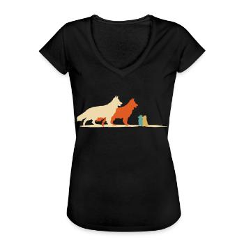 Weißer Schäferhund Welpen Schäferhunde - Frauen Vintage T-Shirt - Schwarz - Vorne - Danielle (179cm)