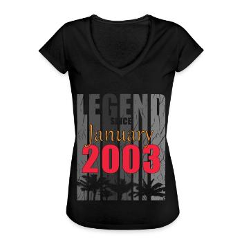 Baujahr 2003 Januar geboren Geschenkidee - Frauen Vintage T-Shirt - Schwarz - Vorne - Danielle (179cm)