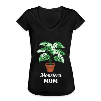 Monstera Mom - Frauen Vintage T-Shirt - Schwarz - Vorne - Danielle (179cm)