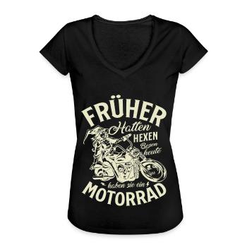 Biker Motorrad fahren Motorrad für Bikerin - Frauen Vintage T-Shirt - Schwarz - Vorne