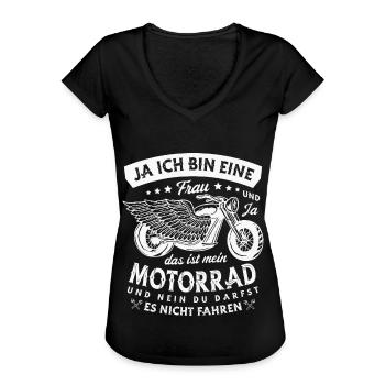 Biker Motorrad fahren Motorrad für Bikerin - Frauen Vintage T-Shirt - Schwarz - Vorne - Danielle (179cm)