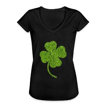Trèfle Prairie herbe - T-shirt vintage Femme - noir - Devant