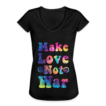Hippie - Frauen Vintage T-Shirt - Schwarz - Vorne - Danielle (179cm)