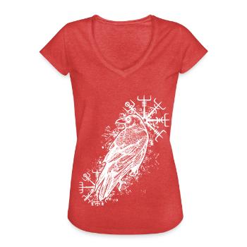 Raben Valhalla Wikinger Vegvisir - Frauen Vintage T-Shirt - Rot meliert - Vorne - Danielle (179cm)