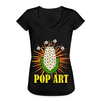 Popcorn Pop Art - Women's Vintage T-Shirt - black - Front - Danielle (179cm)