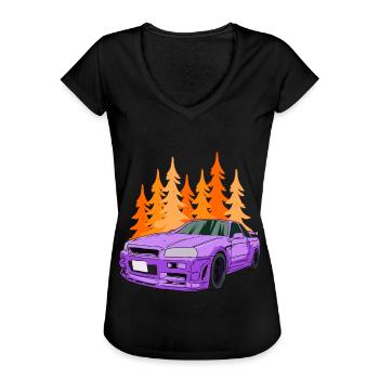 Sports Car Autumn Supercar Racing Car PS Horsepower - Women's Vintage T-Shirt - black - Front - Danielle (179cm)