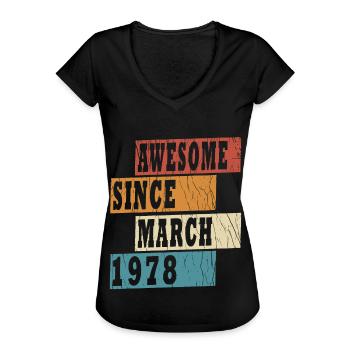 45th birthday March Vintage 1978 Vintage - Women's Vintage T-Shirt - black - Front - Danielle (179cm)