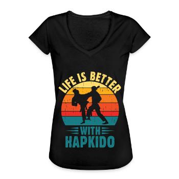 Hapkido Arts Martiaux Mixtes Coréen - T-shirt vintage Femme - noir - Devant - Danielle (179cm)