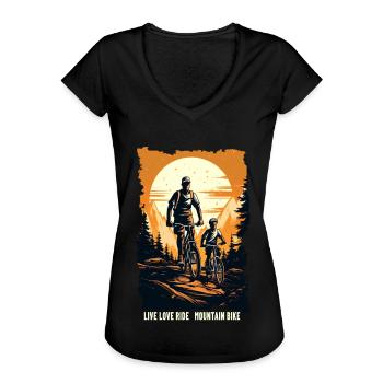 Vater und Sohn Mountainbike Mountainbiker Geschenk - Frauen Vintage T-Shirt - Schwarz - Vorne