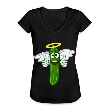Gurke Engel Gurken - Frauen Vintage T-Shirt - Schwarz - Vorne
