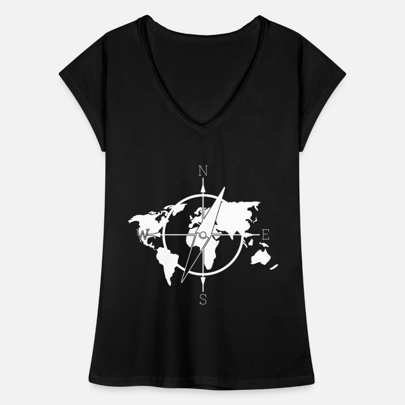 World Map Compass World Maps Women's Vintage T-Shirt