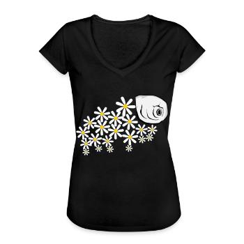 Bärtierchen Tardigrade Blüten - Frauen Vintage T-Shirt - Schwarz - Vorne