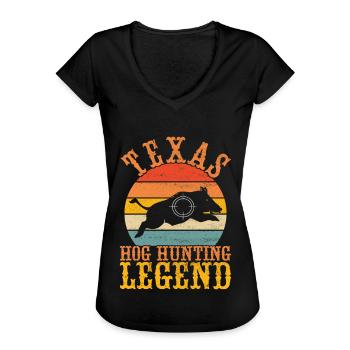 Hunters Wild Boar Hunting - Women's Vintage T-Shirt - black - Front - Danielle (179cm)