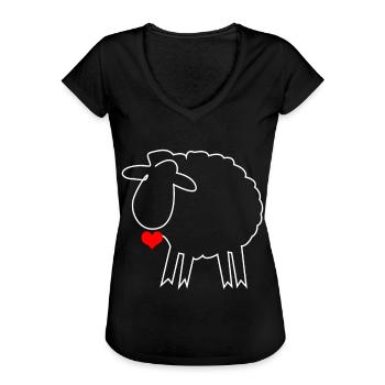 Schaf Schäfer Schafe - Frauen Vintage T-Shirt - Schwarz - Vorne - Danielle (179cm)