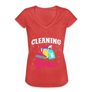 Cleaning Crew - Frauen Vintage T-Shirt - Rot meliert - Vorne - Danielle (179cm)