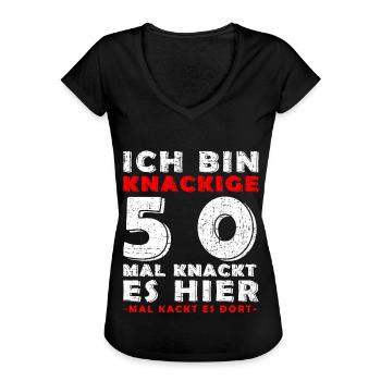 50. Geburtstag Lustig Spruch Geschenk - Frauen Vintage T-Shirt - Schwarz - Vorne - Danielle (179cm)