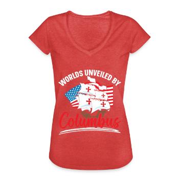 Von Kolumbus entdeckte Welten Indigene - Frauen Vintage T-Shirt - Rot meliert - Vorne - Danielle (179cm)