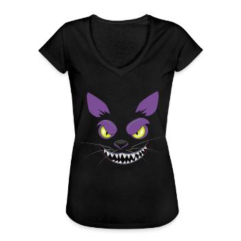 Grinse Katze grinsendes Katzengesicht - Frauen Vintage T-Shirt - Schwarz - Vorne - Danielle (179cm)