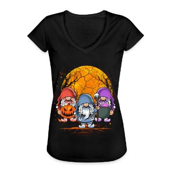 Gnomies Halloween - Frauen Vintage T-Shirt - Schwarz - Vorne