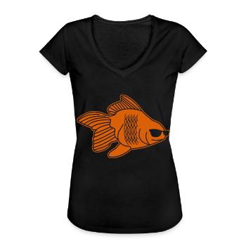 Goldfish Sunglasses Gold Fish - Women's Vintage T-Shirt - black - Front - Danielle (179cm)