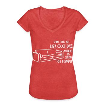 Couch Joke Lazy Sofa - Women's Vintage T-Shirt - heather red - Front - Danielle (179cm)