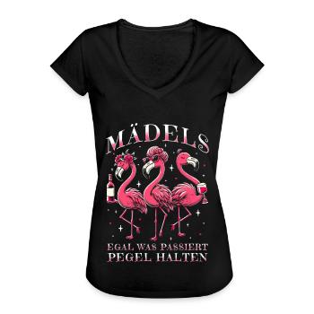 Mädels Egal Was Passiert Pegel Halten - Frauen Vintage T-Shirt - Schwarz - Vorne - Danielle (179cm)