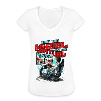 Sim Racing Simulator Esports Sim Course - T-shirt vintage Femme - noir - Devant - Danielle (179cm)