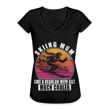 Ski Mom Skier Mom - Women's Vintage T-Shirt - black - Front