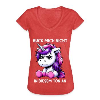 Ne me regarde pas sur ce ton - T-shirt vintage Femme - rouge chiné - Devant - Danielle (179cm)