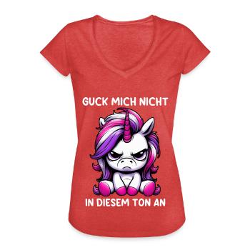 Ne me regarde pas sur ce ton - T-shirt vintage Femme - rouge chiné - Devant - Danielle (179cm)
