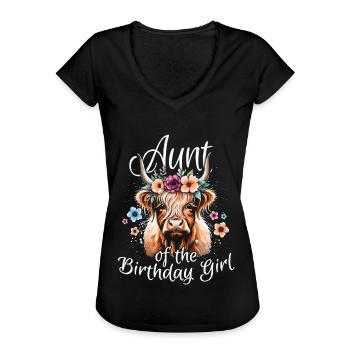Aunt Of The Birthday Girl - Frauen Vintage T-Shirt - Schwarz - Vorne - Danielle (179cm)