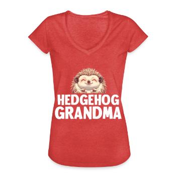 Hedgehog Grandma - Frauen Vintage T-Shirt - Rot meliert - Vorne - Danielle (179cm)
