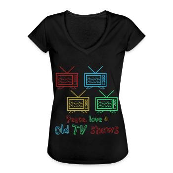 Télévision rétro des années 90 des années 80 - T-shirt vintage Femme - noir - Devant - Danielle (179cm)
