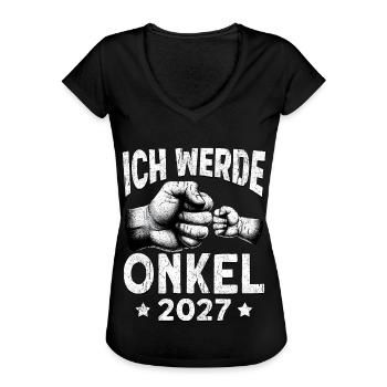 Je serai oncle en 2027 - T-shirt vintage Femme - noir - Devant - Danielle (179cm)