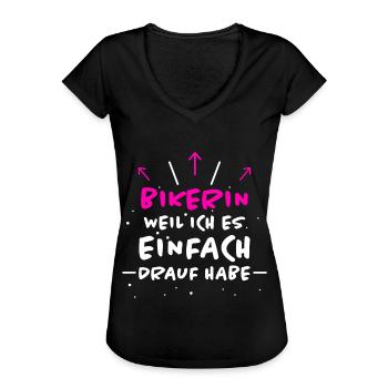 Bikerin Spruch Biker Lustiges Bikerin Geschenk - Frauen Vintage T-Shirt - Schwarz - Vorne