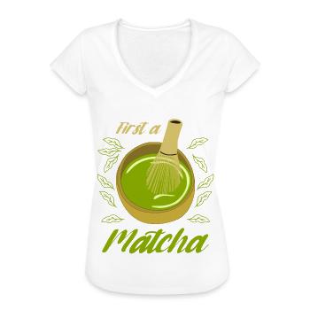 Matcha -grüner Tee - Frauen Vintage T-Shirt - Schwarz - Vorne - Danielle (179cm)