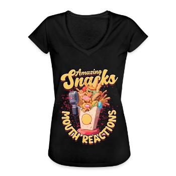 ASMR Whisper Snacks incroyables Réactions de la bouche - T-shirt vintage Femme - noir - Devant - Danielle (179cm)