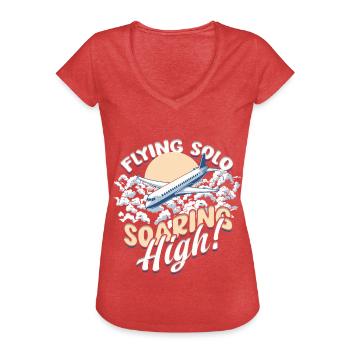 Erster Alleinflug Pilot Flying Solo Soaring High - Frauen Vintage T-Shirt - Rot meliert - Vorne - Danielle (179cm)