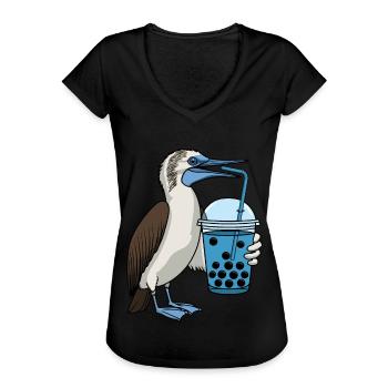 Blaufußtölpel Bubble Tea - Frauen Vintage T-Shirt - Schwarz - Vorne - Danielle (179cm)
