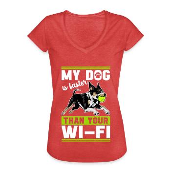 Flyball Sports canins - T-shirt vintage Femme - rouge chiné - Devant - Danielle (179cm)