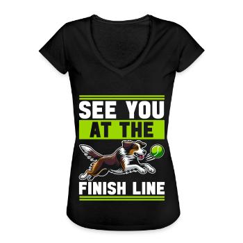 Flyball Hundesport - Frauen Vintage T-Shirt - Schwarz - Vorne - Danielle (179cm)