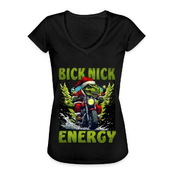 Big Nick Energy Funny Santa Claus Christmas - Women's Vintage T-Shirt - black - Front - Danielle (179cm)