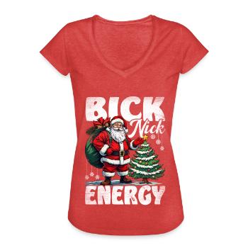 Big Nick Energy Funny Santa Claus Christmas - Women's Vintage T-Shirt - heather red - Front - Danielle (179cm)