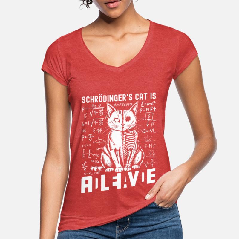 Le chat de Schrödinger mort et vif T-shirt vintage Femme