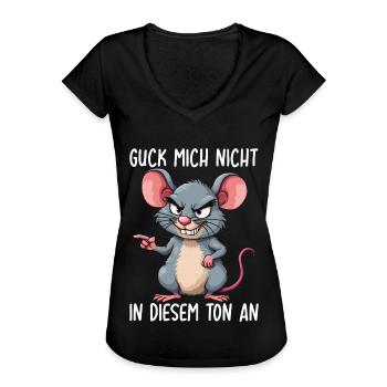 Guck Mich Nicht In Diesem Ton An Ratten - Frauen Vintage T-Shirt - Schwarz - Vorne - Danielle (179cm)