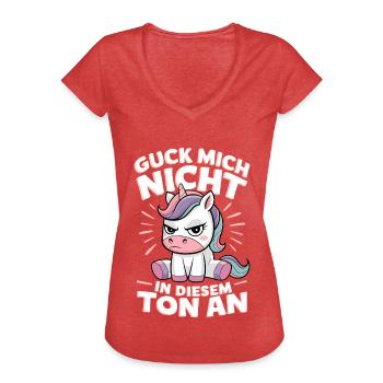 Ne me regarde pas sur ce ton - T-shirt vintage Femme - rouge chiné - Devant - Danielle (179cm)