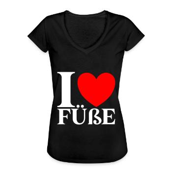 Ich Liebe Füße I Love Füße - Frauen Vintage T-Shirt - Schwarz - Vorne