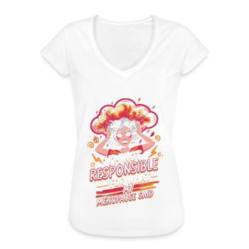 Ménopause Périménopause - T-shirt vintage Femme - noir - Devant - Danielle (179cm)