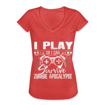 Zombie Apocalypse Morts-vivants Halloween - T-shirt vintage Femme - rouge chiné - Devant - Danielle (179cm)